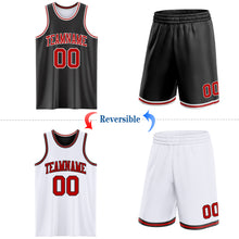 Charger l&#39;image dans la galerie, Custom Reversible Black Red-White Double Side Sublimation Basketball Suit Jersey
