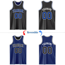 Charger l&#39;image dans la galerie, Custom Reversible Black Royal-White Double Side Basketball Jersey
