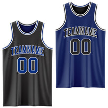 Charger l&#39;image dans la galerie, Custom Reversible Black Royal-White Double Side Basketball Jersey
