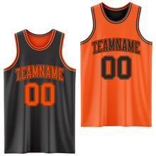 Load image into Gallery viewer, Custom Reversible Black Orange Double Side Basketball Jersey
