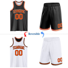 Load image into Gallery viewer, Custom Reversible Black Orange-White Double Side Sublimation Basketball Suit Jersey
