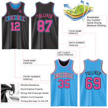 Load image into Gallery viewer, Custom Reversible Black Pink-Sky Blue Double Side Basketball Jersey
