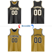 Charger l&#39;image dans la galerie, Custom Reversible Black White-Old Gold Double Side Basketball Jersey
