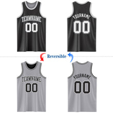 Charger l&#39;image dans la galerie, Custom Reversible Black White-Gray Double Side Basketball Jersey
