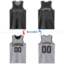 Charger l&#39;image dans la galerie, Custom Reversible Black Gray Double Side Basketball Jersey
