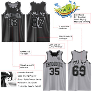 Custom Reversible Black Gray Double Side Basketball Jersey