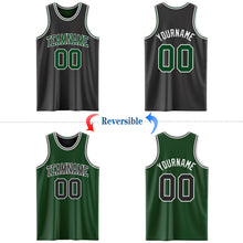 Charger l&#39;image dans la galerie, Custom Reversible Black Green-White Double Side Basketball Jersey
