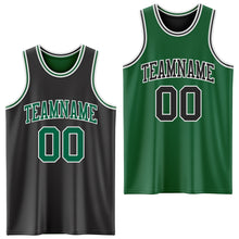 Load image into Gallery viewer, Custom Reversible Black Kelly Green-White Double Side Basketball Jersey
