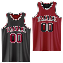 Load image into Gallery viewer, Custom Reversible Black Maroon-White Double Side Basketball Jersey
