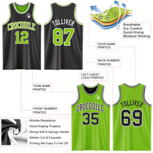 Load image into Gallery viewer, Custom Reversible Black Neon Green-White Double Side Basketball Jersey
