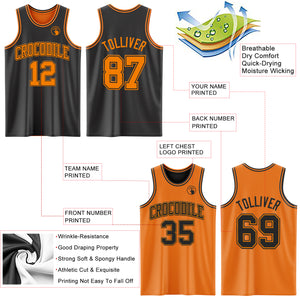 Custom Reversible Black Bay Orange Double Side Basketball Jersey
