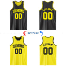 Charger l&#39;image dans la galerie, Custom Reversible Black Light Yellow Double Side Basketball Jersey
