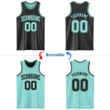 Charger l&#39;image dans la galerie, Custom Reversible Black Ice Blue Double Side Basketball Jersey
