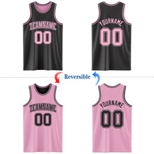 Laden Sie das Bild in den Galerie-Viewer, Custom Reversible Black Light Pink Double Side Basketball Jersey
