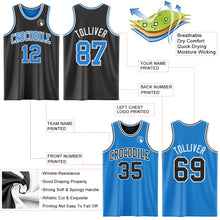 Charger l&#39;image dans la galerie, Custom Reversible Black Powder Blue-White Double Side Basketball Jersey
