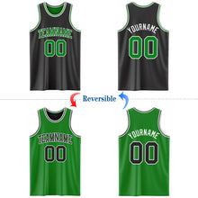 Charger l&#39;image dans la galerie, Custom Reversible Black Grass Green-White Double Side Basketball Jersey
