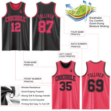 Load image into Gallery viewer, Custom Reversible Black Neon Pink Double Side Basketball Jersey

