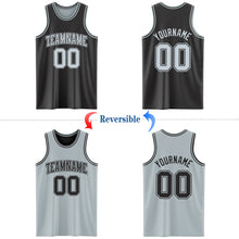 Charger l&#39;image dans la galerie, Custom Reversible Black Silver Double Side Basketball Jersey
