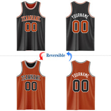 Charger l&#39;image dans la galerie, Custom Reversible Black Texas Orange-White Double Side Basketball Jersey
