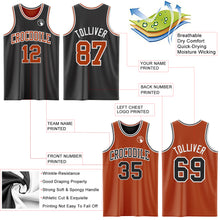 Charger l&#39;image dans la galerie, Custom Reversible Black Texas Orange-White Double Side Basketball Jersey
