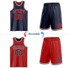 Laden Sie das Bild in den Galerie-Viewer, Custom Navy Red-White Reversible Double Side Sublimation Basketball Suit Jersey
