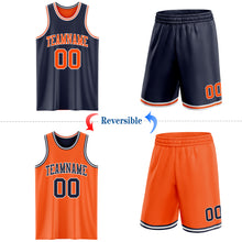 Laden Sie das Bild in den Galerie-Viewer, Custom Navy Orange-White Reversible Double Side Sublimation Basketball Suit Jersey
