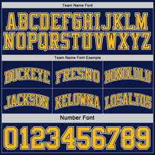 Charger l&#39;image dans la galerie, Custom Navy Gold-White Reversible Double Side Basketball Jersey
