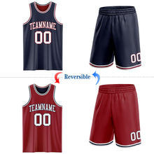 Laden Sie das Bild in den Galerie-Viewer, Custom Navy White-Maroon Reversible Double Side Sublimation Basketball Suit Jersey
