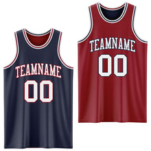 Load image into Gallery viewer, Custom Navy White-Maroon Reversible Double Side Basketball Jersey
