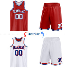 Laden Sie das Bild in den Galerie-Viewer, Custom Red White-Royal Reversible Double Side Sublimation Basketball Suit Jersey
