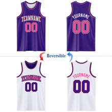 Load image into Gallery viewer, Custom Purple Pink Black-White Reversible Double Side Basketball Jersey
