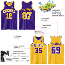 Load image into Gallery viewer, Custom Purple Gold-White Reversible Double Side Basketball Jersey
