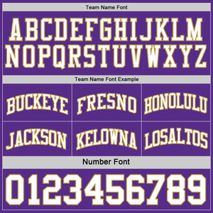 Custom Purple White-Old Gold Reversible Double Side Basketball Jersey