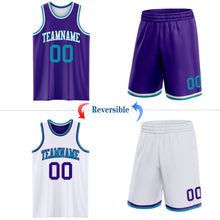 Загрузить изображение в средство просмотра галереи, Custom Purple Teal-White Reversible Double Side Sublimation Basketball Suit Jersey
