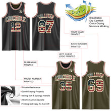 Load image into Gallery viewer, Custom Reversible Black Vintage USA Flag Cream-Maroon Double Side Basketball Jersey
