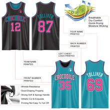 Load image into Gallery viewer, Custom Reversible Black Pink-Teal Double Side Basketball Jersey
