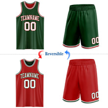 Load image into Gallery viewer, Custom Reversible Green White-Red Double Side Sublimation Basketball Suit Jersey

