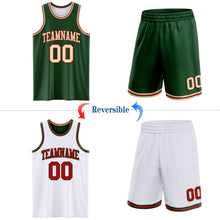 Загрузить изображение в средство просмотра галереи, Custom Reversible Green Cream-Red Double Side Sublimation Basketball Suit Jersey
