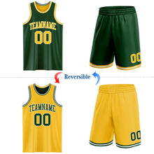 Load image into Gallery viewer, Custom Reversible Green Gold-White Double Side Sublimation Basketball Suit Jersey
