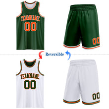 Загрузить изображение в средство просмотра галереи, Custom Reversible Green Orange-White Double Side Sublimation Basketball Suit Jersey
