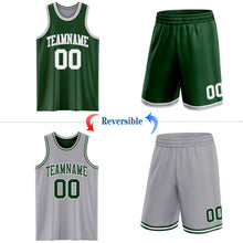 Load image into Gallery viewer, Custom Reversible Green White-Gray Double Side Sublimation Basketball Suit Jersey
