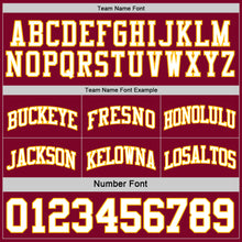 Laden Sie das Bild in den Galerie-Viewer, Custom Reversible Maroon White-Gold Double Side Basketball Jersey

