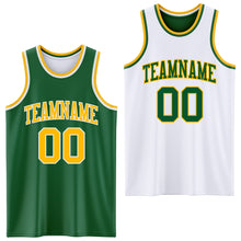 Load image into Gallery viewer, Custom Reversible Kelly Green Gold-White Double Side Basketball Jersey
