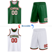 Load image into Gallery viewer, Custom Reversible Kelly Green White-Red Double Side Sublimation Basketball Suit Jersey
