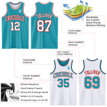 Загрузить изображение в средство просмотра галереи, Custom Reversible Teal White-Red Double Side Basketball Jersey
