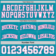 Load image into Gallery viewer, Custom Reversible Teal White-Pink Double Side Basketball Jersey
