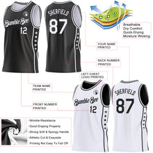 Load image into Gallery viewer, Custom Reversible Black White Double Side Star Sublimation Basketball Suit Jersey
