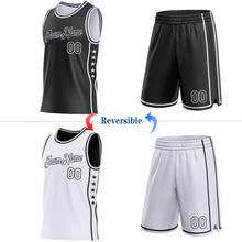 Load image into Gallery viewer, Custom Reversible Black White Double Side Star Sublimation Basketball Suit Jersey
