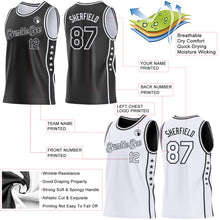Load image into Gallery viewer, Custom Reversible Black White Double Side Star Sublimation Basketball Suit Jersey
