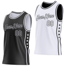 Load image into Gallery viewer, Custom Reversible Black White Double Side Star Sublimation Basketball Suit Jersey
